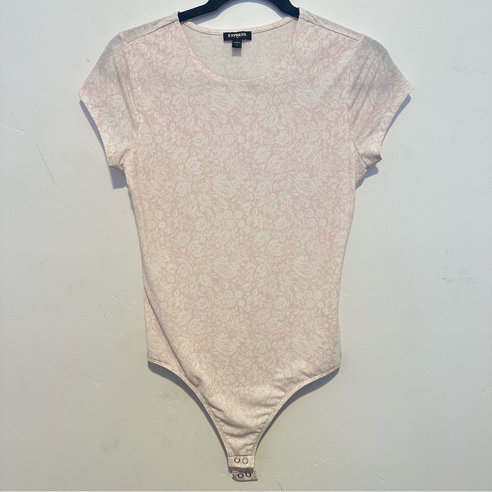 Express Women's Cream Floral Bodysuit